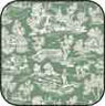 Dollhouse Miniature Cotton Fabric: Reverse Toile Green